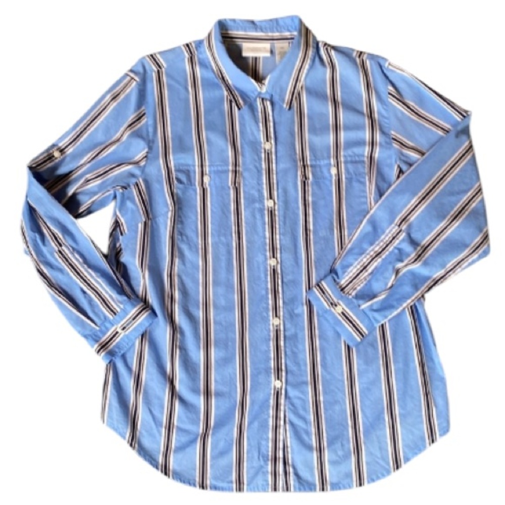 Beautiful Liz Claiborne blue striped button up size 14W